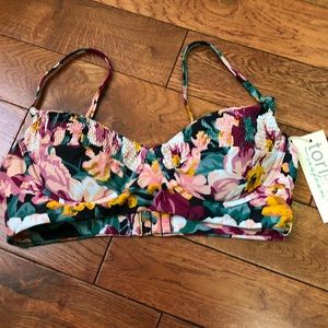 Pink floral bathing suit top